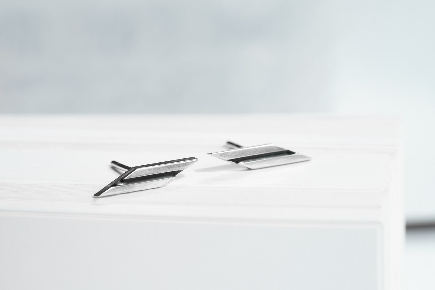 Stud earrings "Stripe" (17 mm) diagonal with enamel