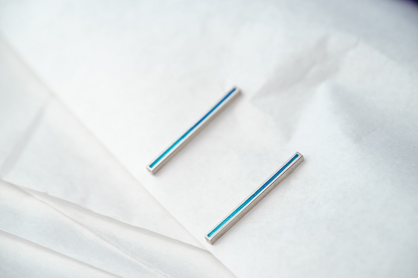 Stud earrings "Stripe" (31 mm) with enamel (different colors to choose from)