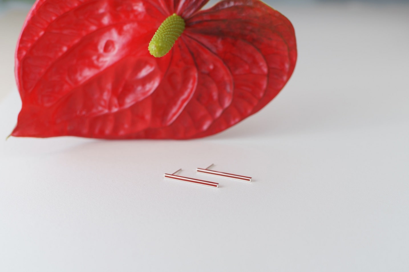 Stud earrings "Stripe" (31 mm) with enamel