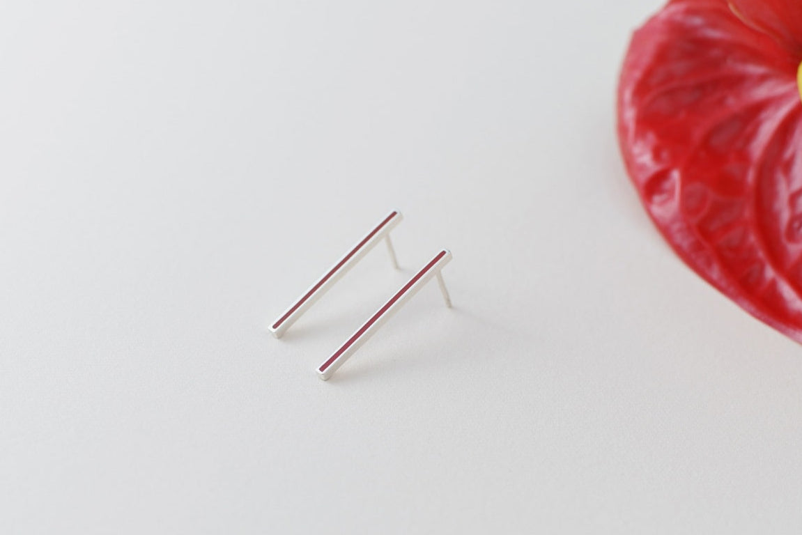 Stud earrings "Stripe" (31 mm) with enamel