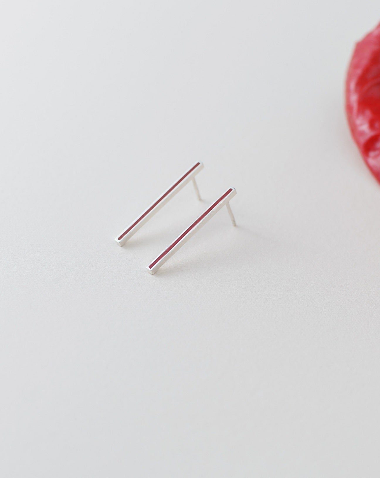 Stud earrings "Stripe" (31 mm) with enamel (different colors to choose from)