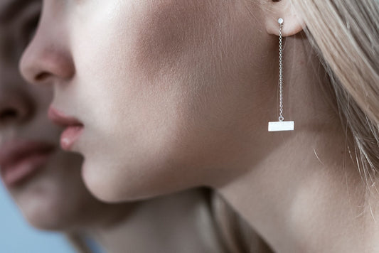 Earrings "String" with rectangular pendant