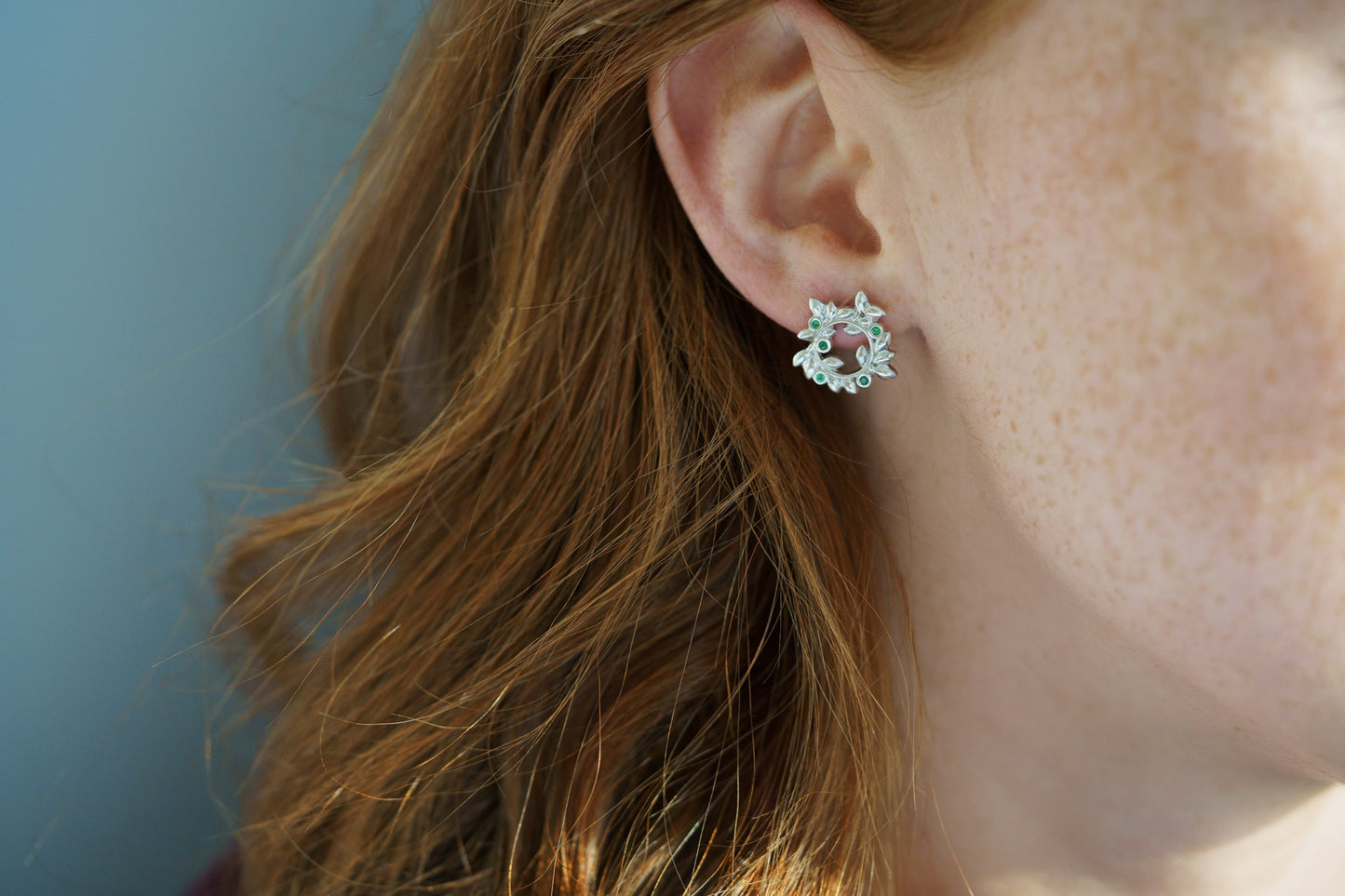 Stud earrings "Wreath" with gems