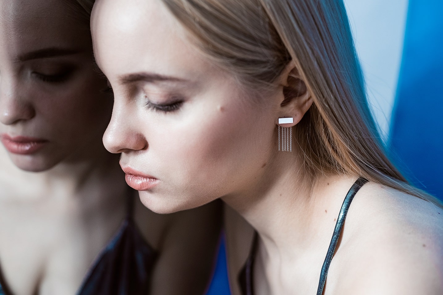 Jacket earrings "Five strings"