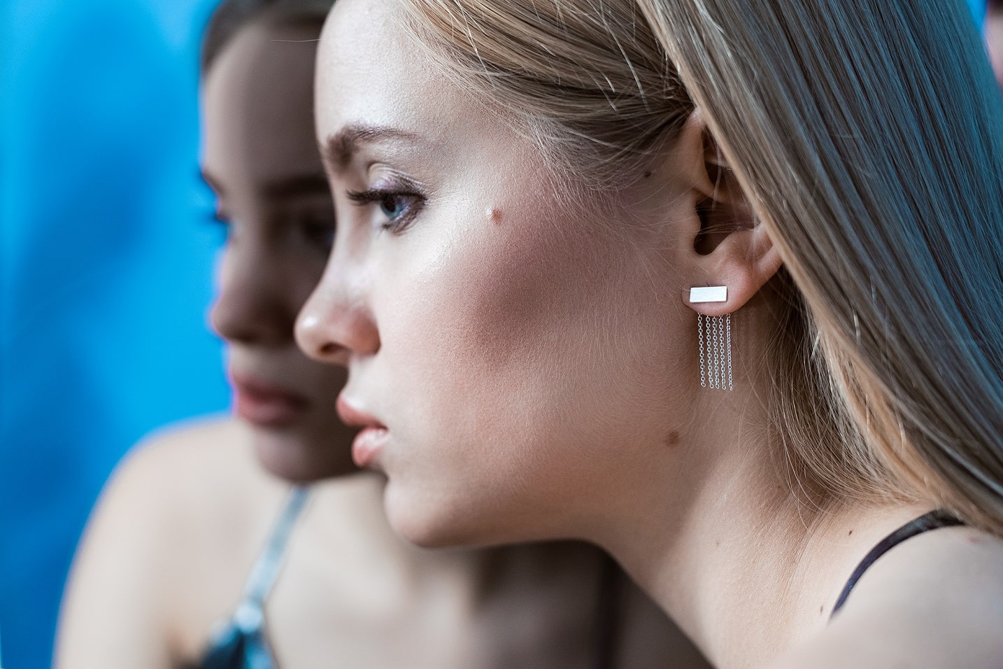 Jacket earrings "Five strings"
