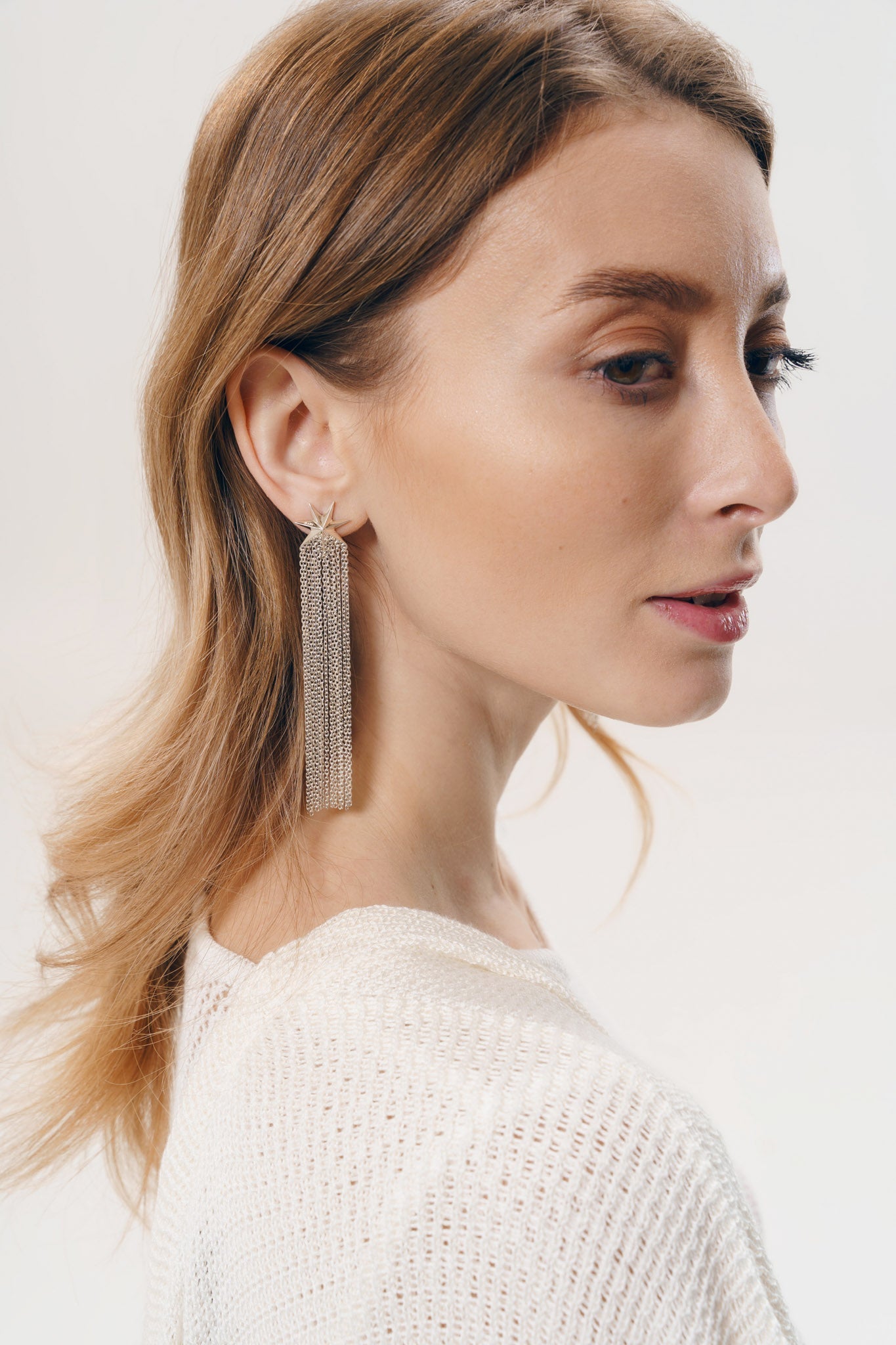Mono earring "Comet" ("tail" of a comet 80 mm)