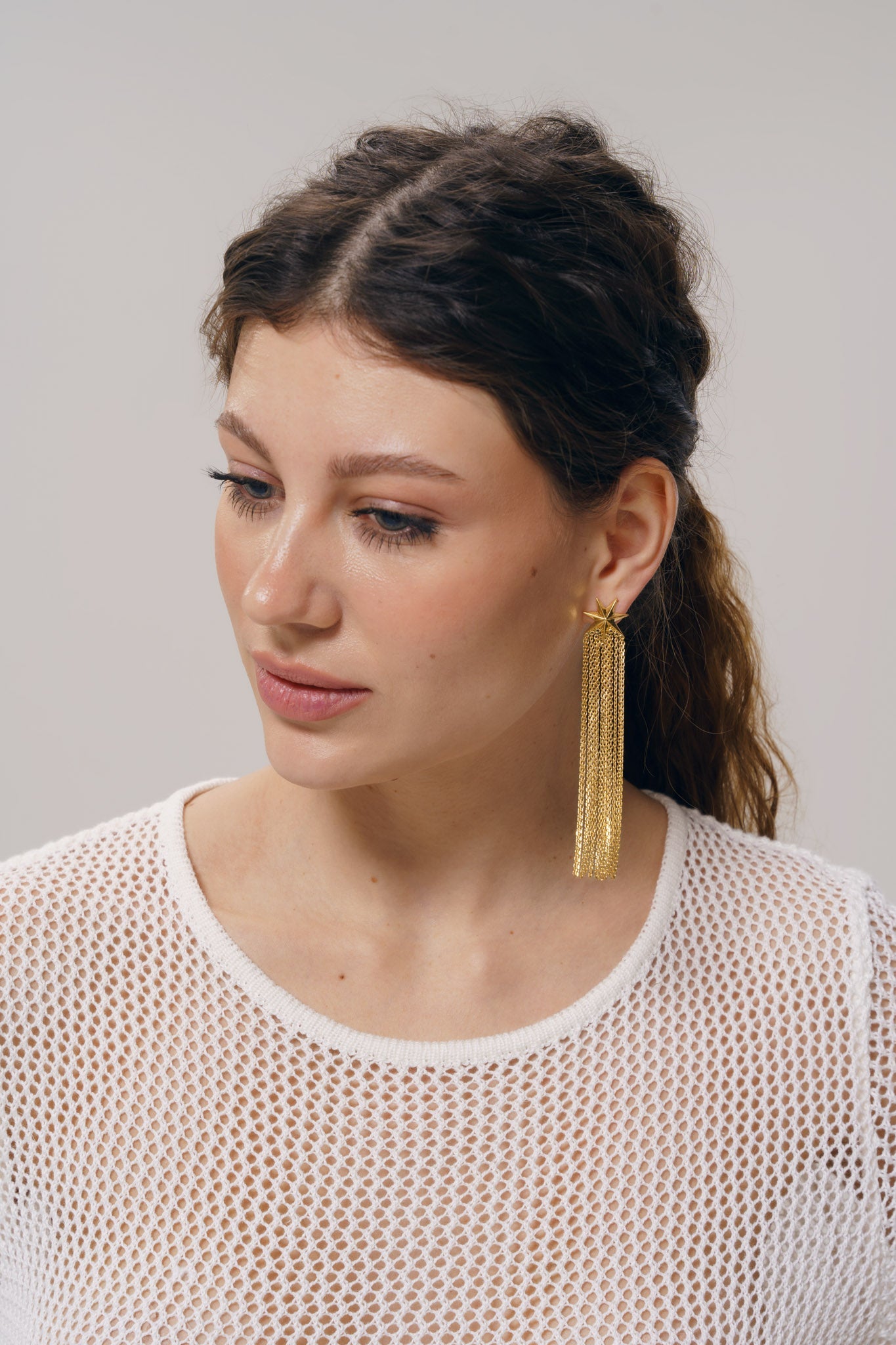 Mono earring "Comet" ("tail" of a comet 80 mm)
