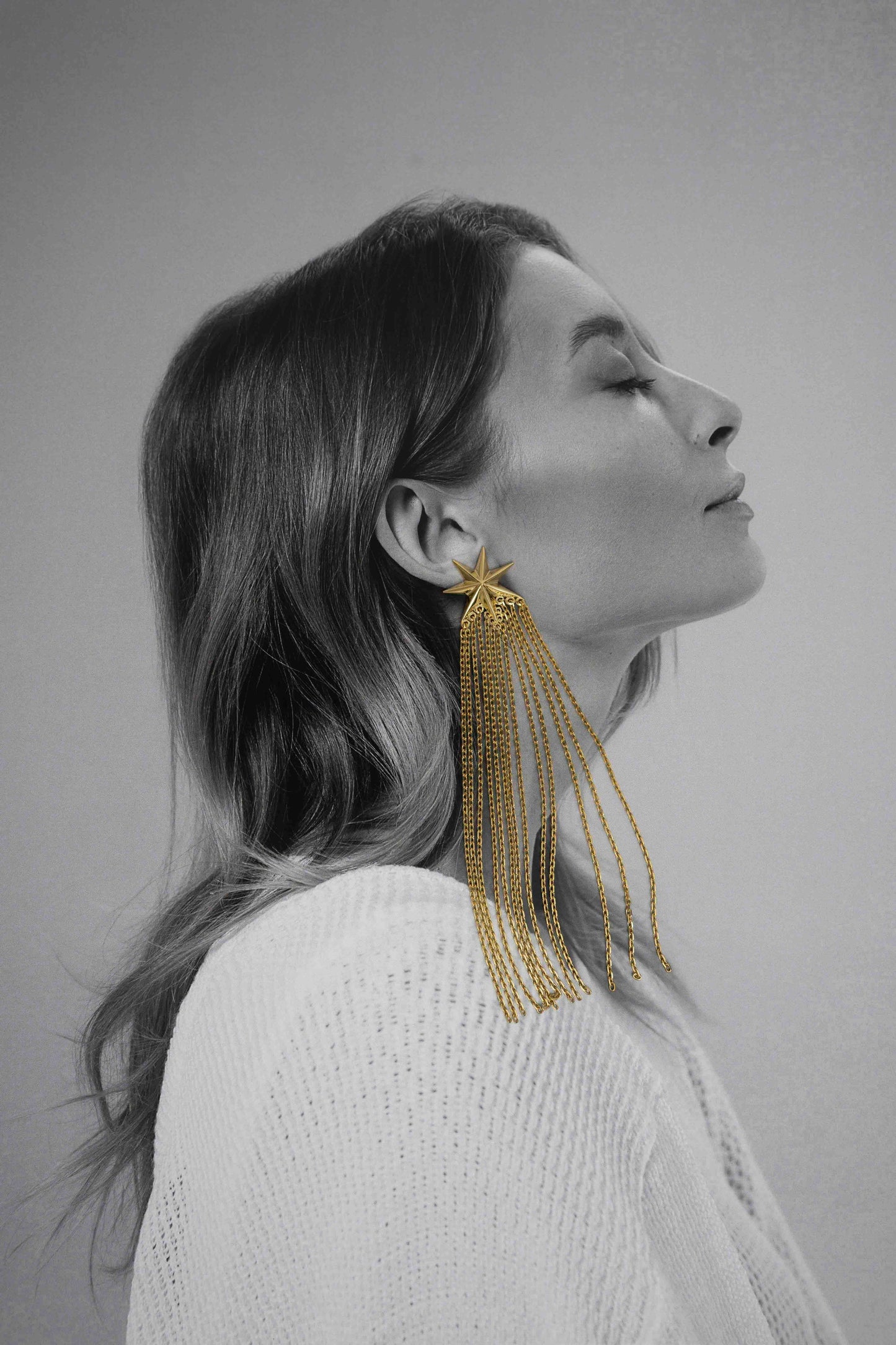Earrings "Comet" ("tail" of a comet 80 mm)