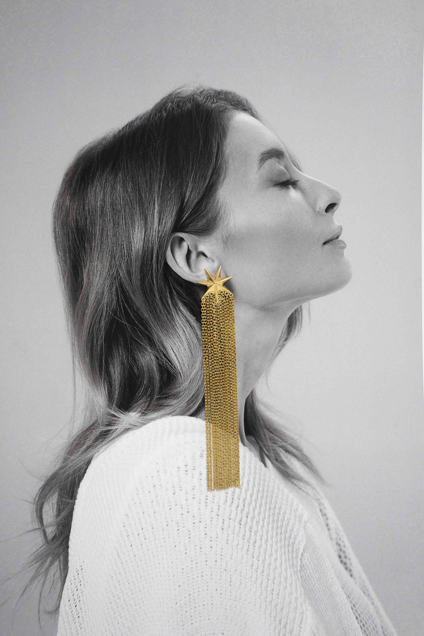 Mono earring "Comet" ("tail" of a comet 80 mm)