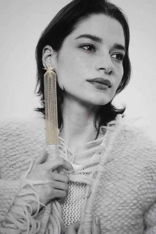 Earrings "Comet" ("tail" of a comet 80 mm)