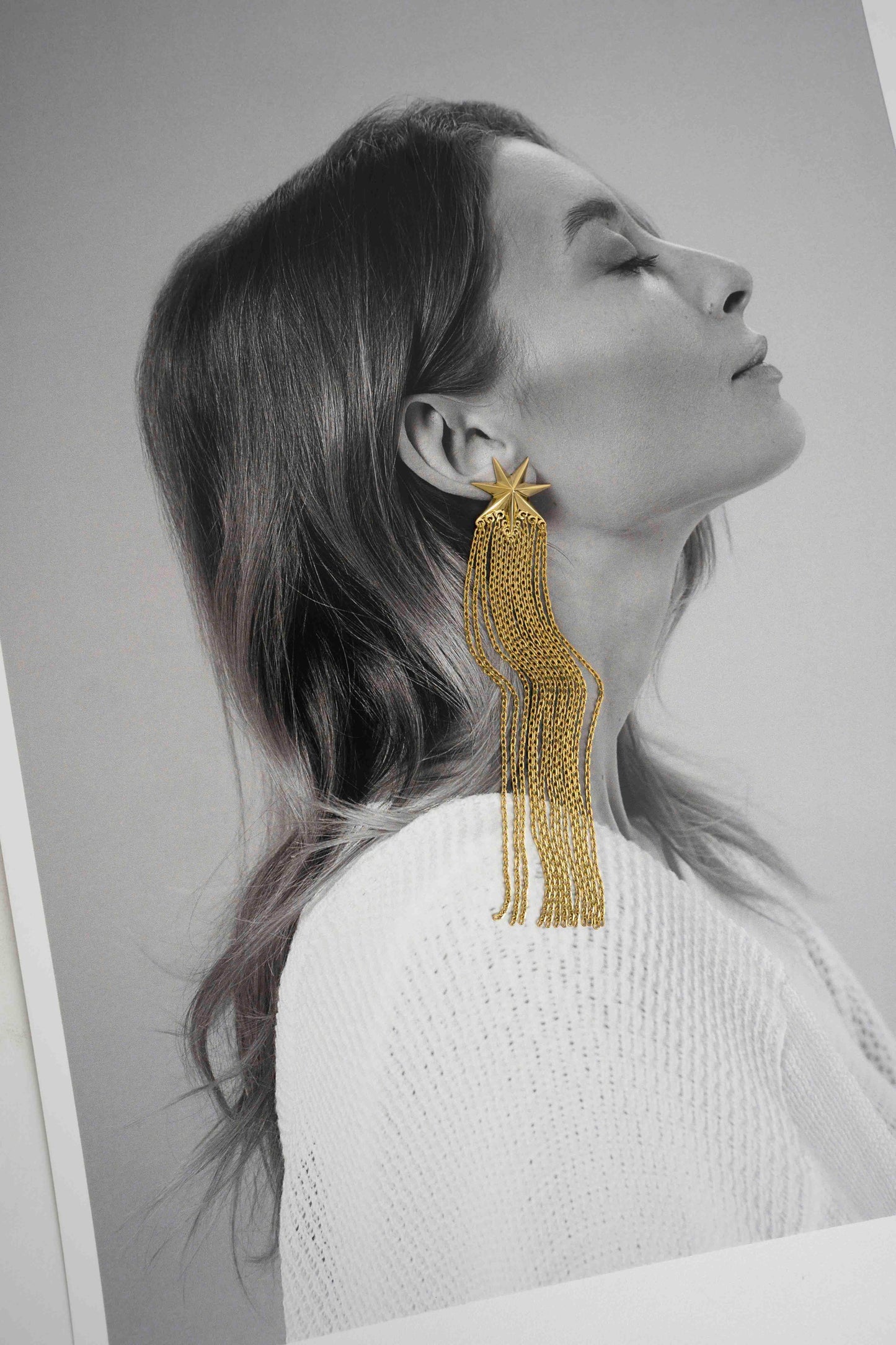 Earrings "Comet" ("tail" of a comet 80 mm)