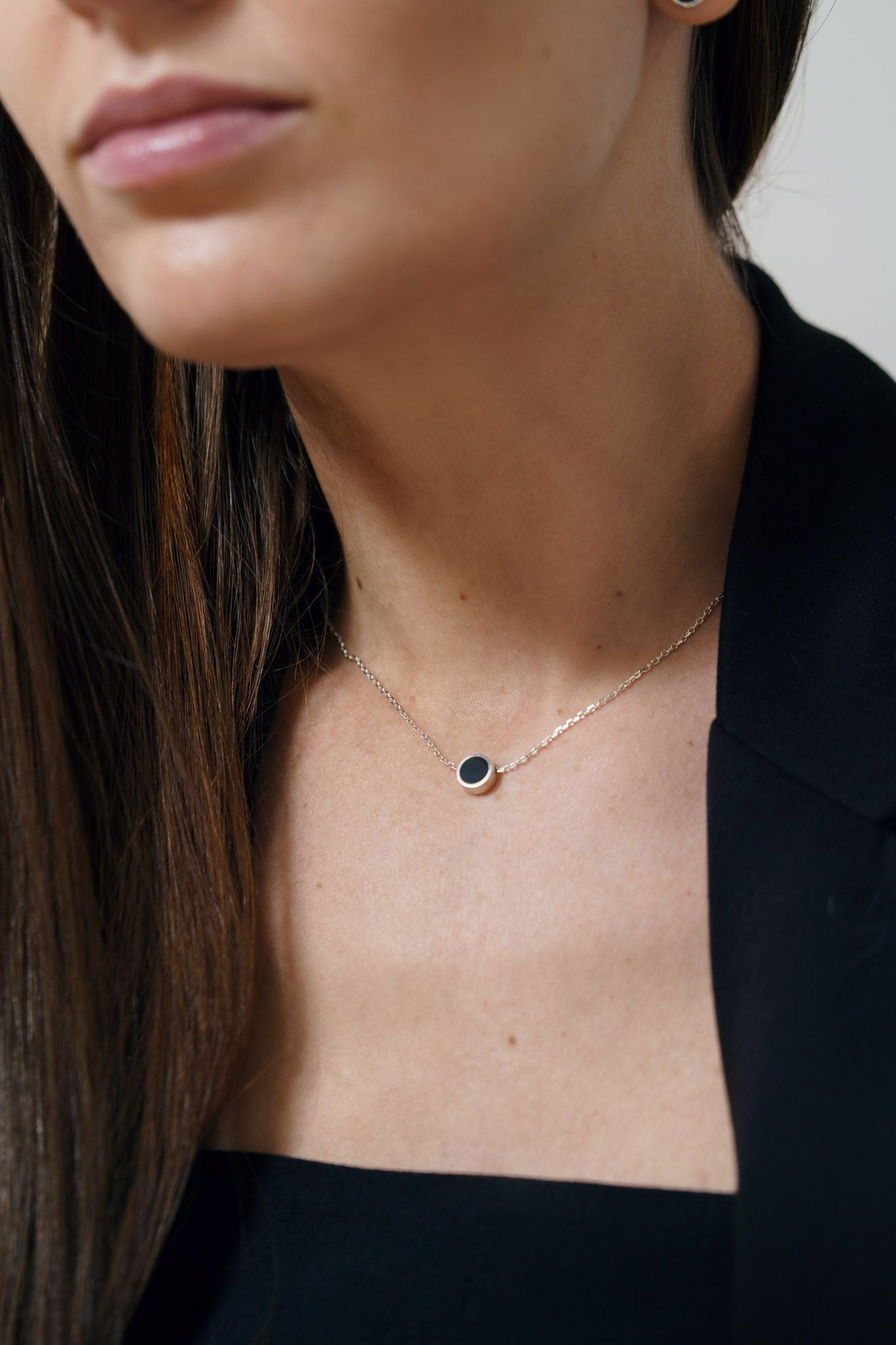 Necklace "Circle" (8 mm) with enamel