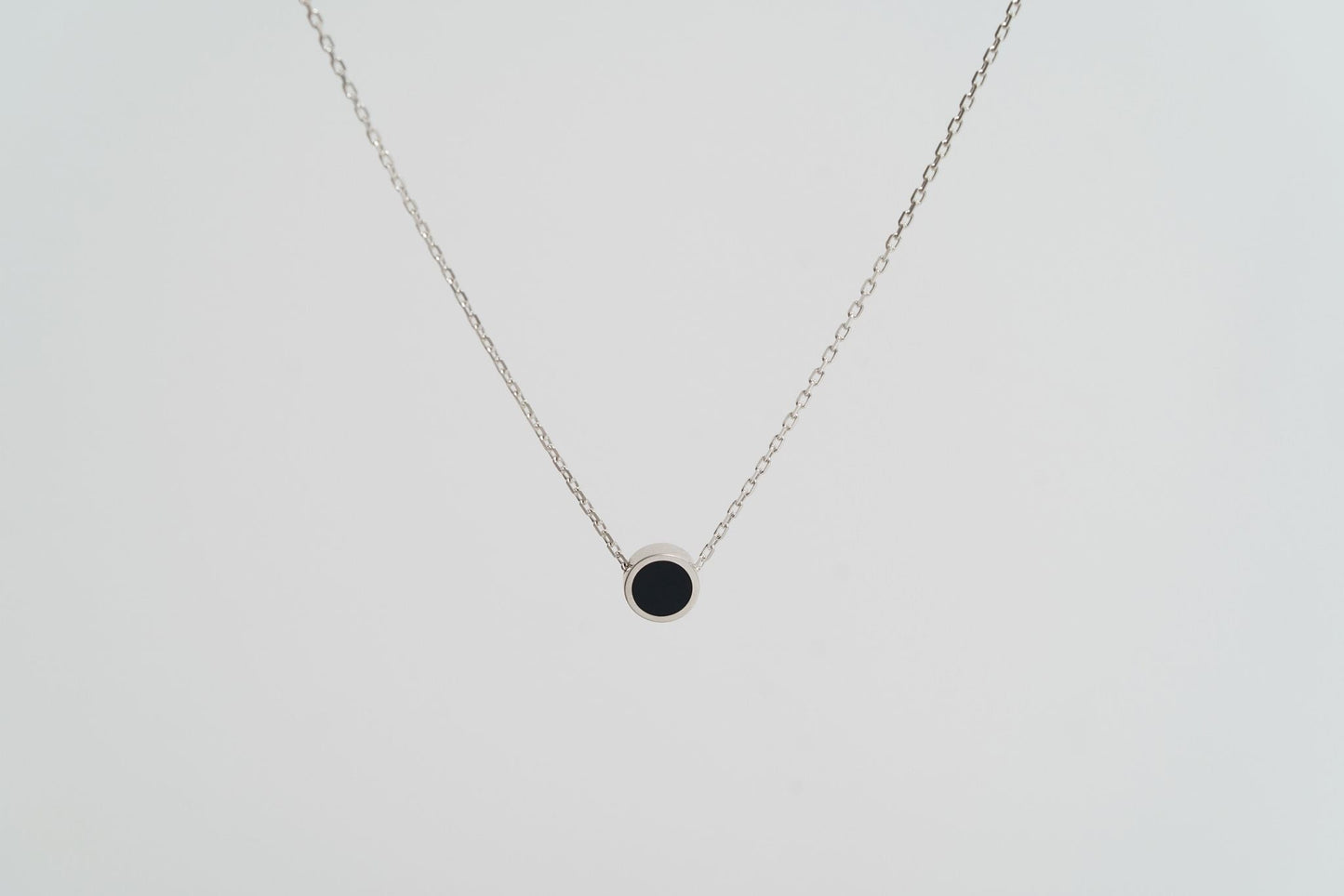 Necklace "Circle" (8 mm) with black enamel