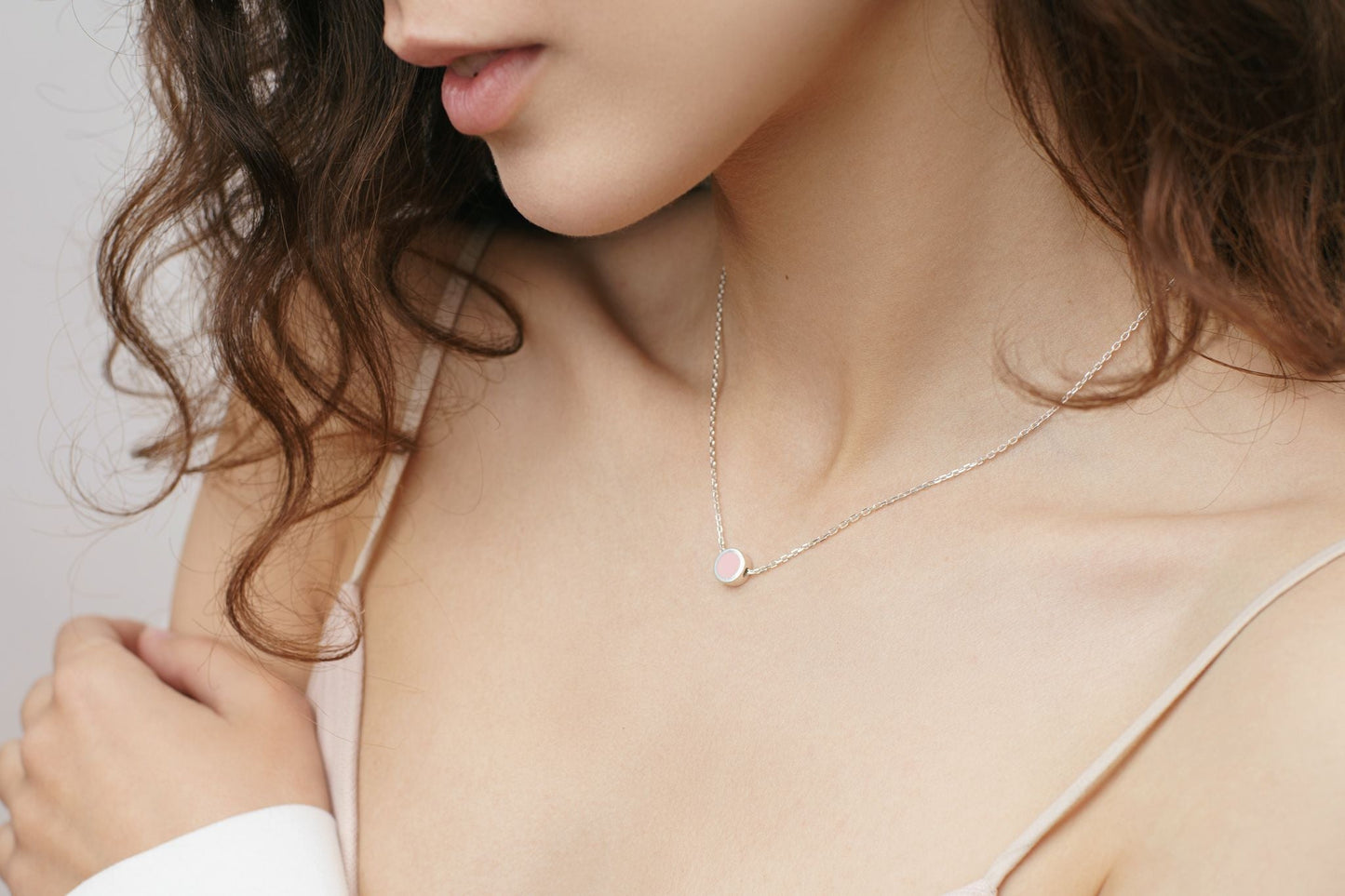 Necklace "Circle" (8 mm) with enamel (different colors to choose from)