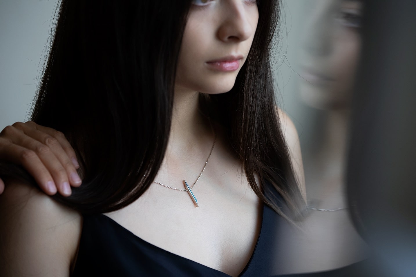 Necklace "Stripe" diagonal with enamel (different colors to choose from)