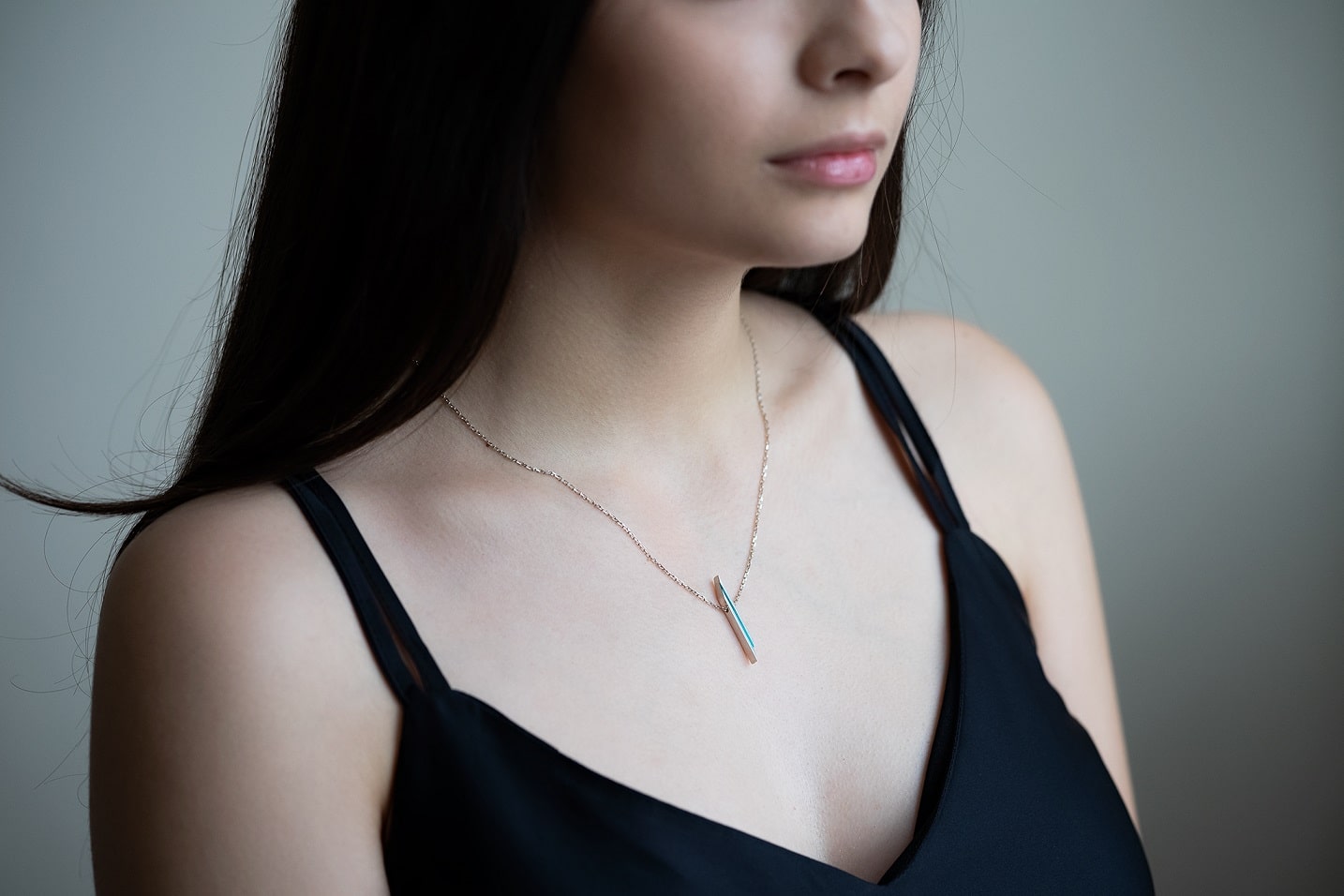 Necklace "Stripe" diagonal with enamel