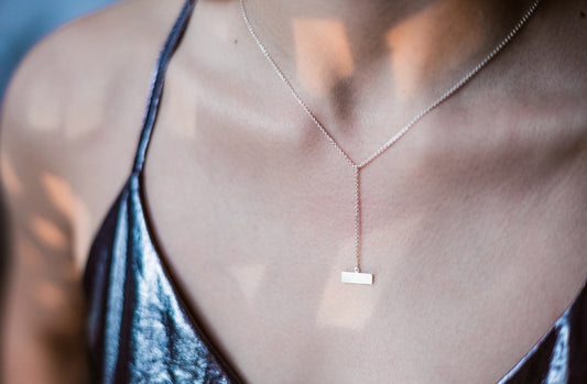 Necklace-tie "String" with rectangular pendant