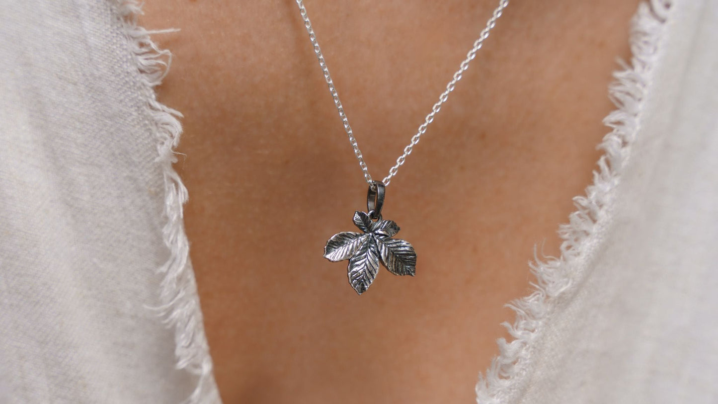 Pendant “Chestnut Leaf” (20 mm) blackened