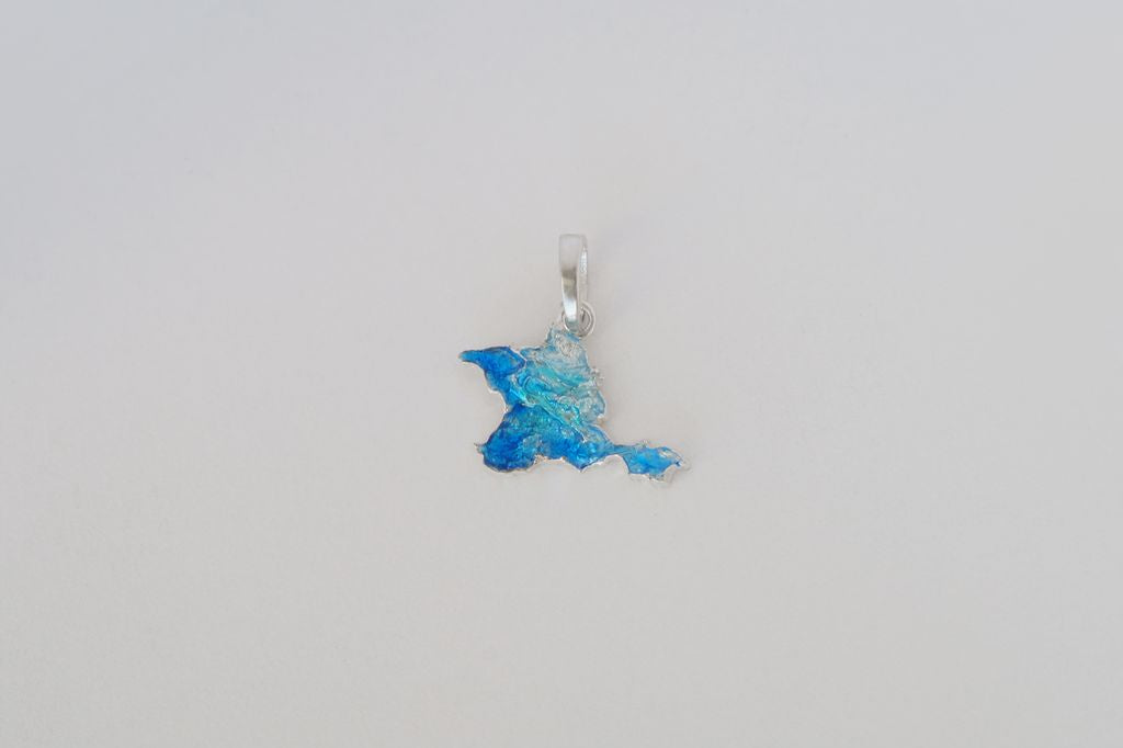 Pendant "Ukrainian Peninsula" textured with blue enamel
