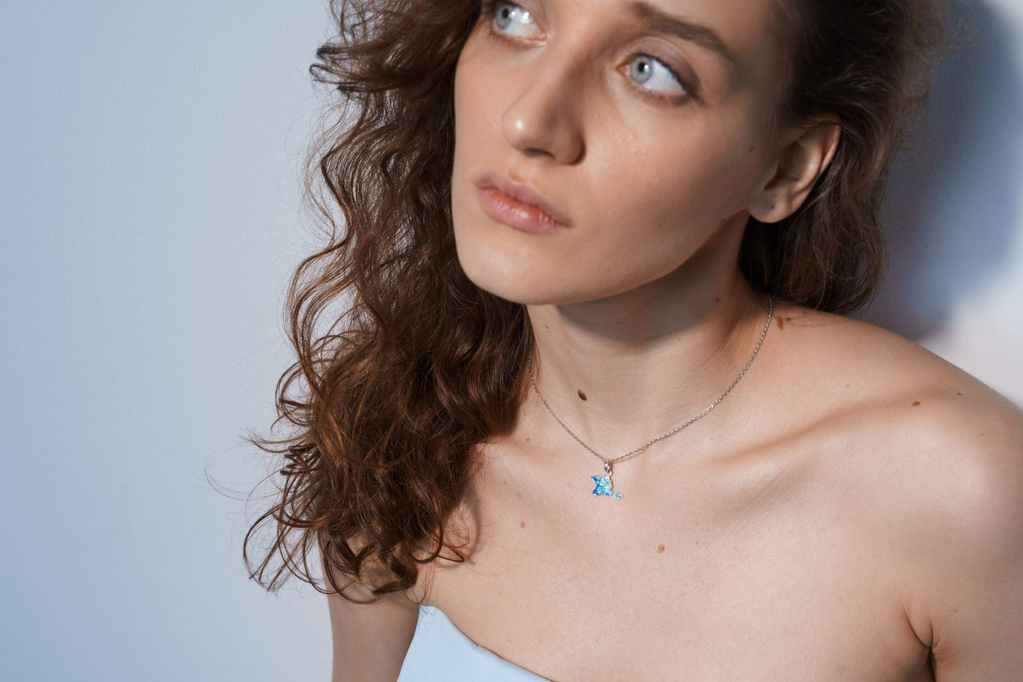 Pendant "Crimea" textured with blue enamel