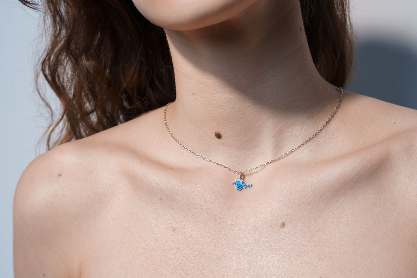 Pendant "Crimea" textured with blue enamel