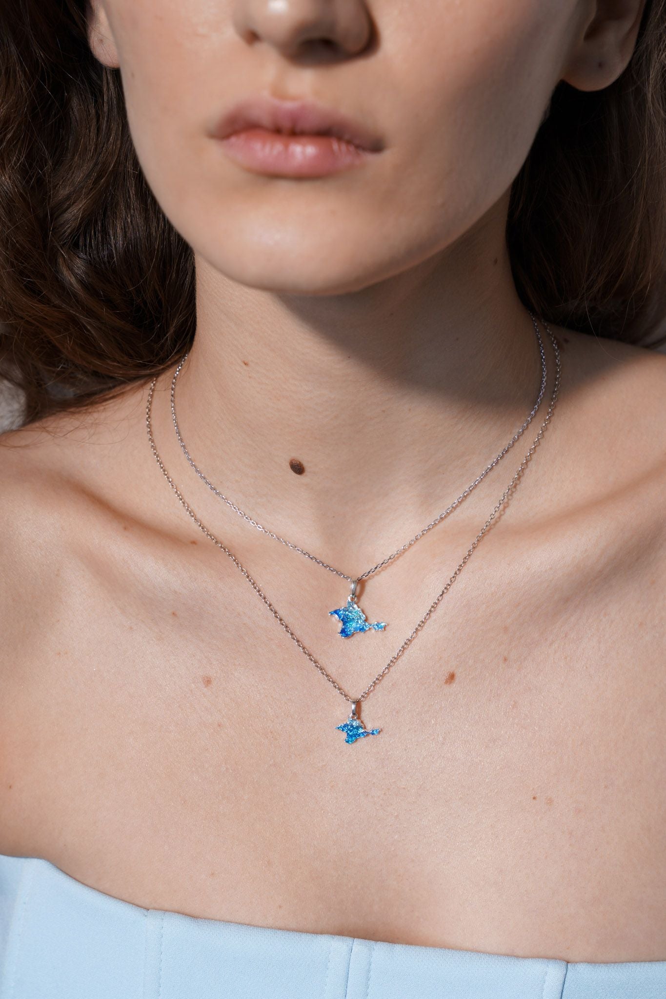 Pendant "Crimea" textured with blue enamel