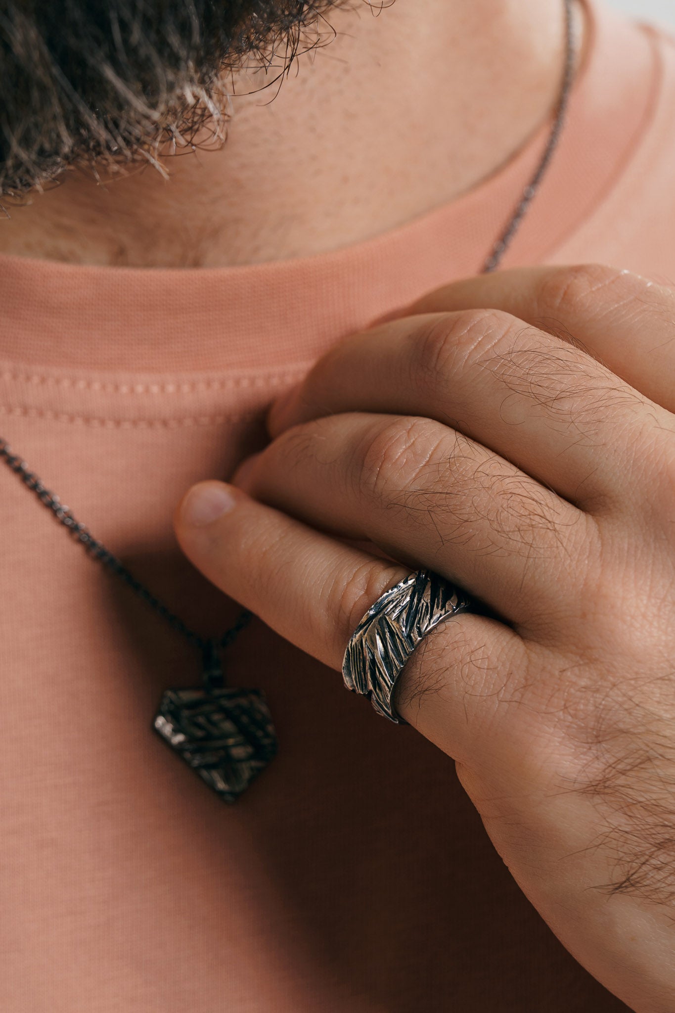 Ring "Crushed ice" blackened (10 mm)