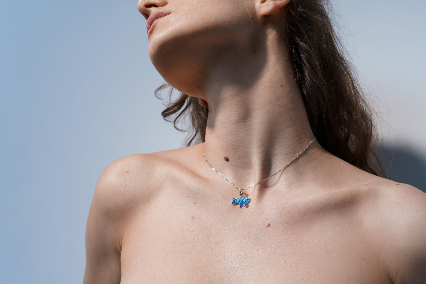 Pendant "United" textured with blue enamel
