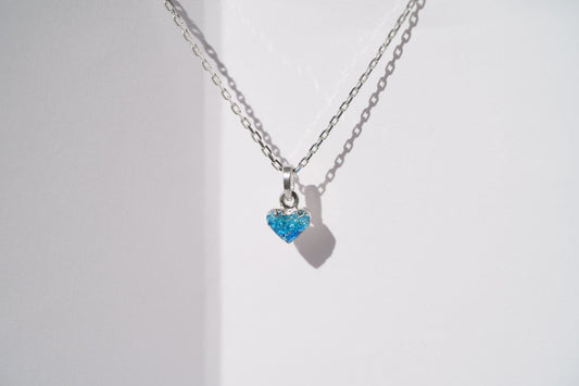 Pendant "Heart" textured with blue enamel