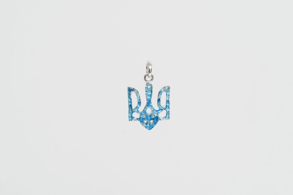 Pendant "Trident" texutured with blue enamel (20 mm)