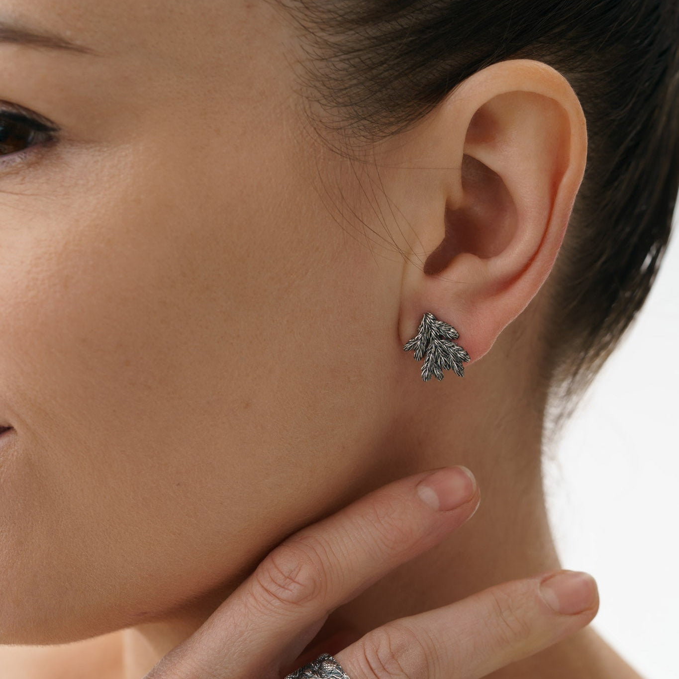 Earrings “Spruce Branch” blackened
