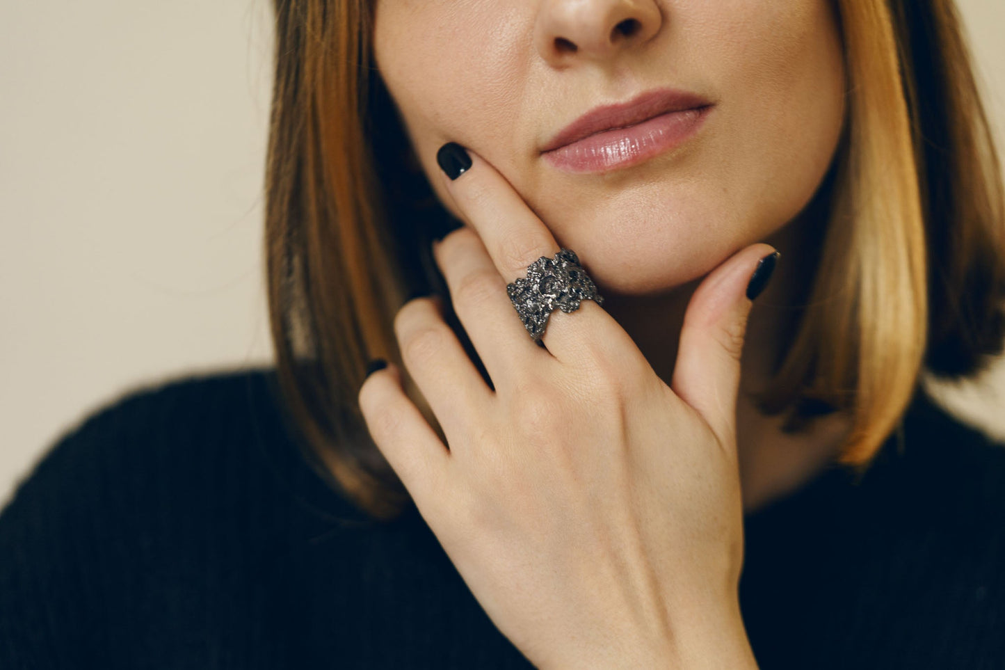 Ring "Bread" blackened (17 mm)