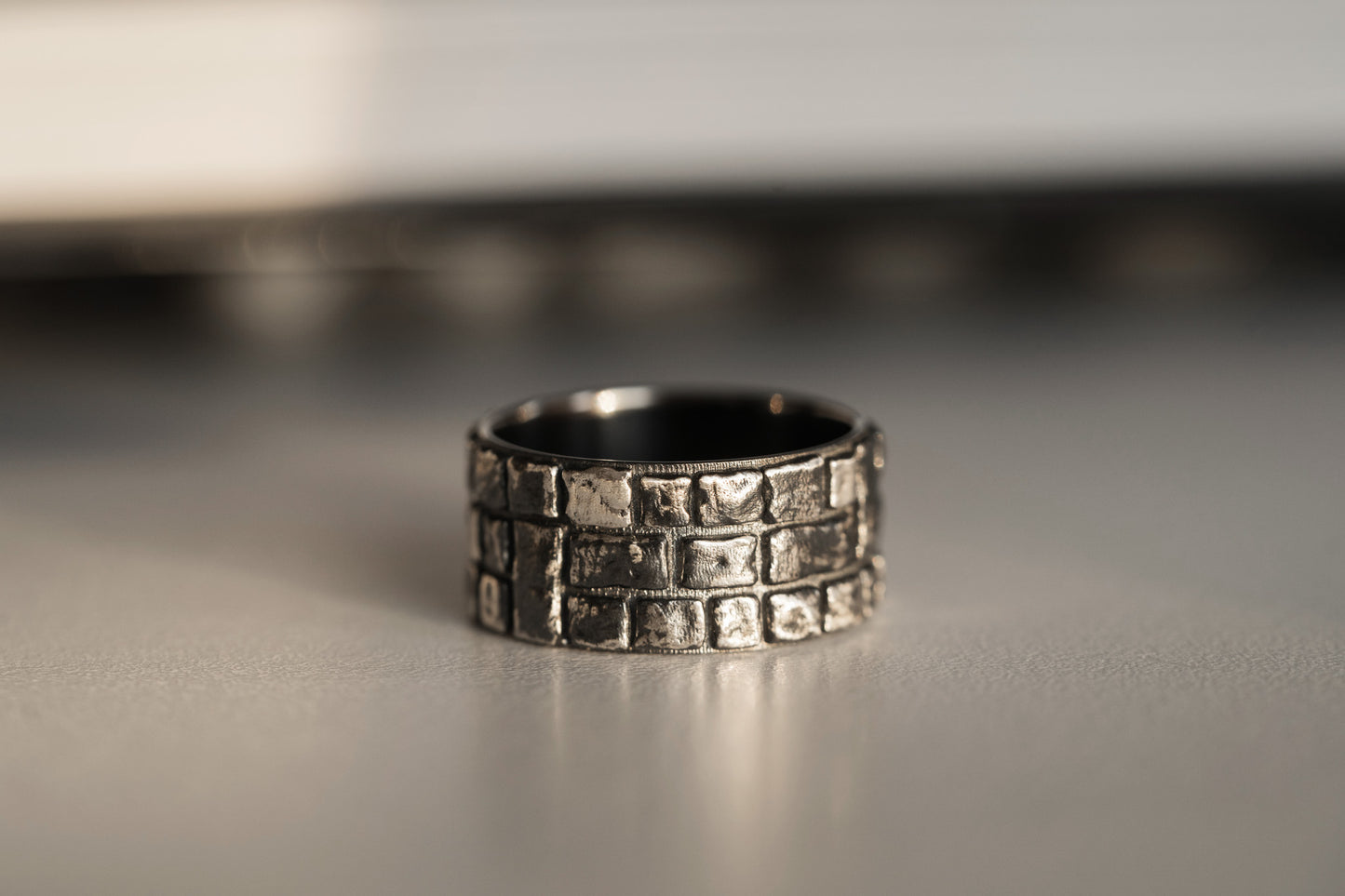 Ring "Cobblestone" blackened (10 mm)