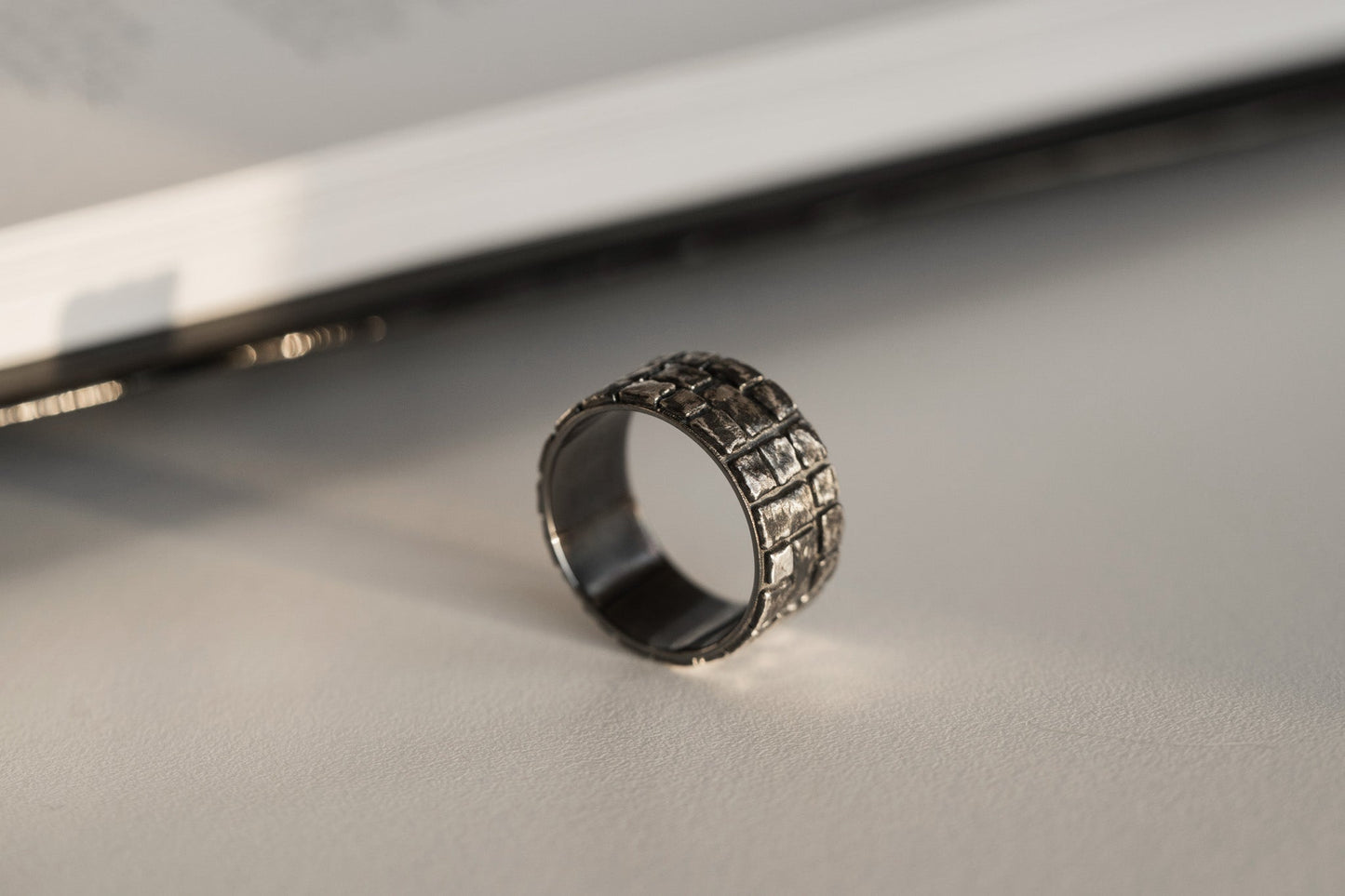 Ring "Cobblestone" blackened (10 mm)