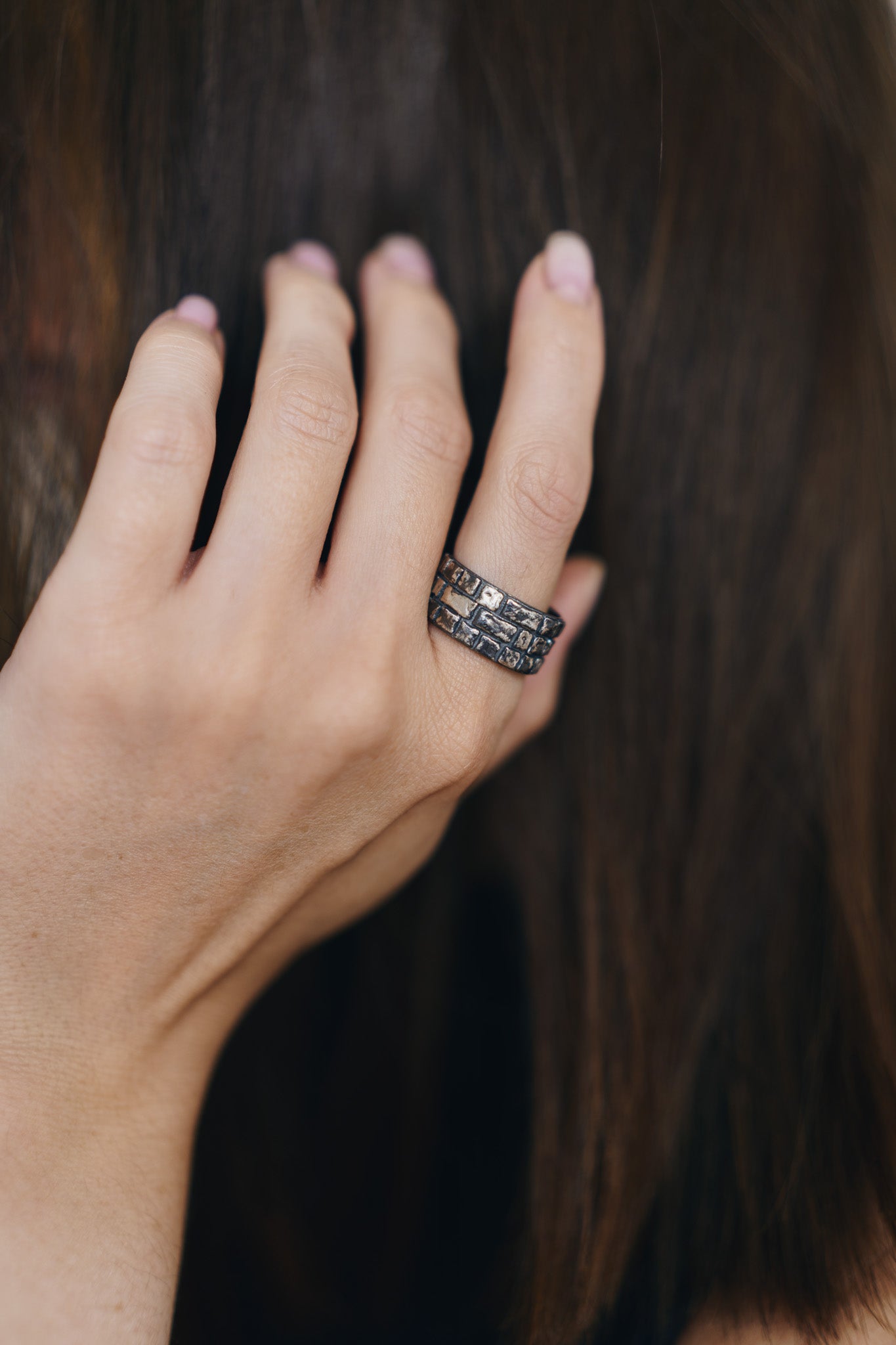 Ring "Cobblestone" blackened (10 mm)