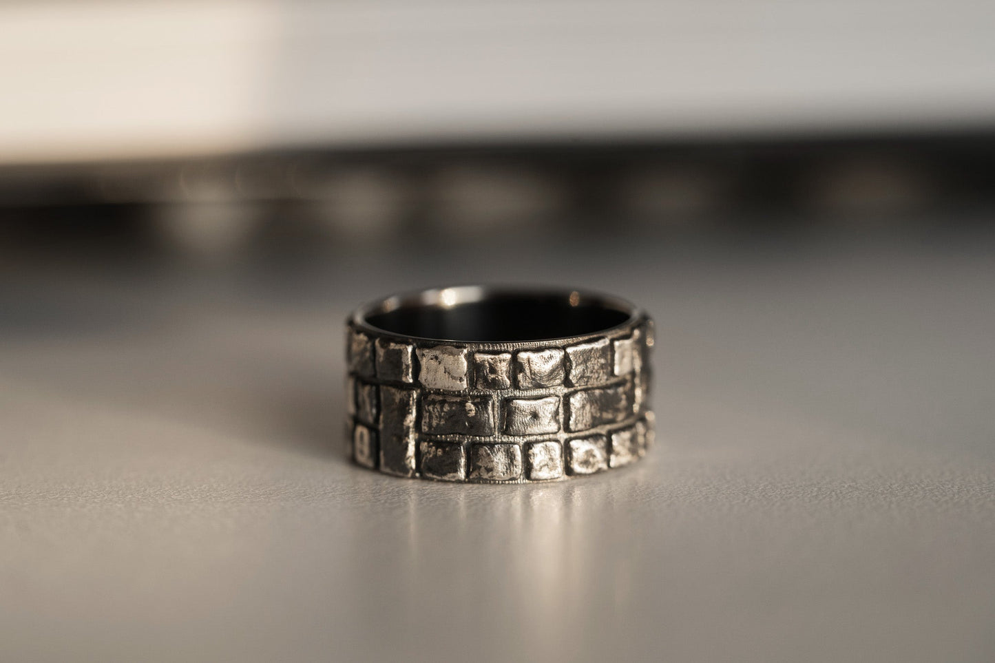 Ring "Cobblestone" blackened (10 mm)