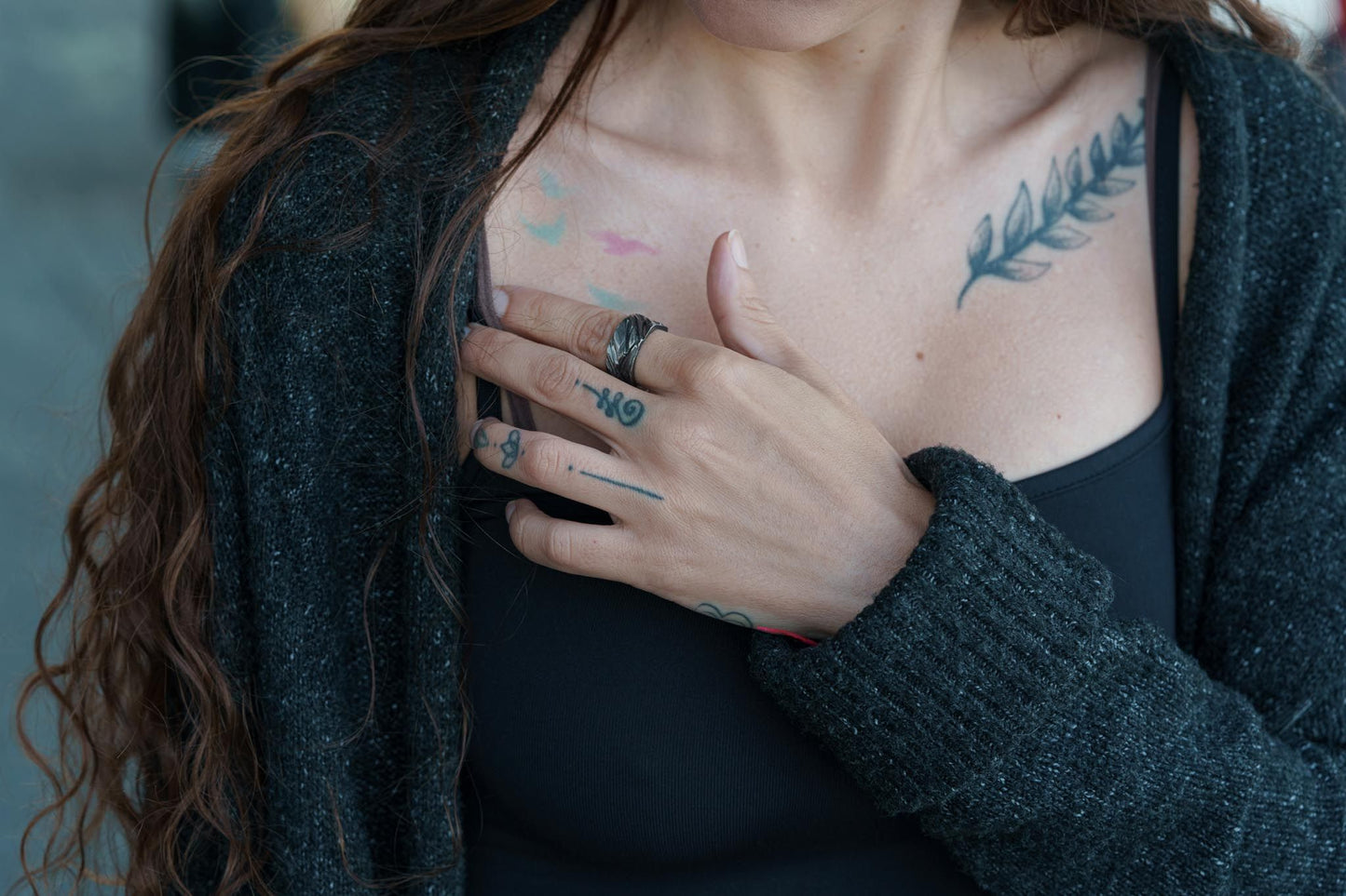 Ring "Crushed ice" blackened (10 mm)