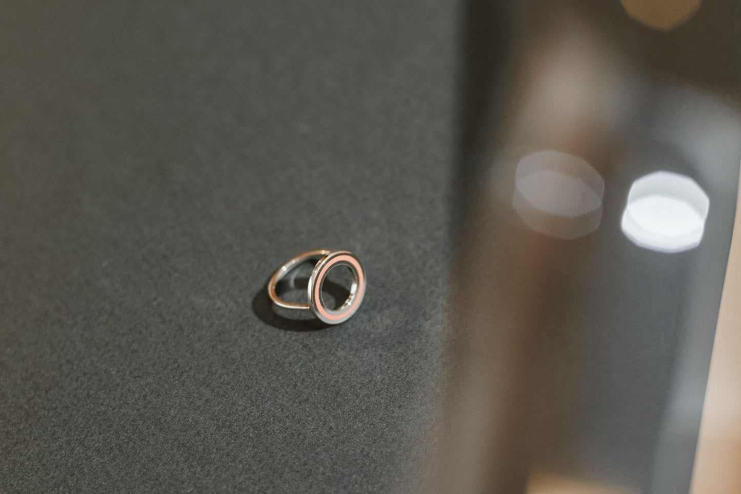 Ring "Cyclicity" with beige enamel