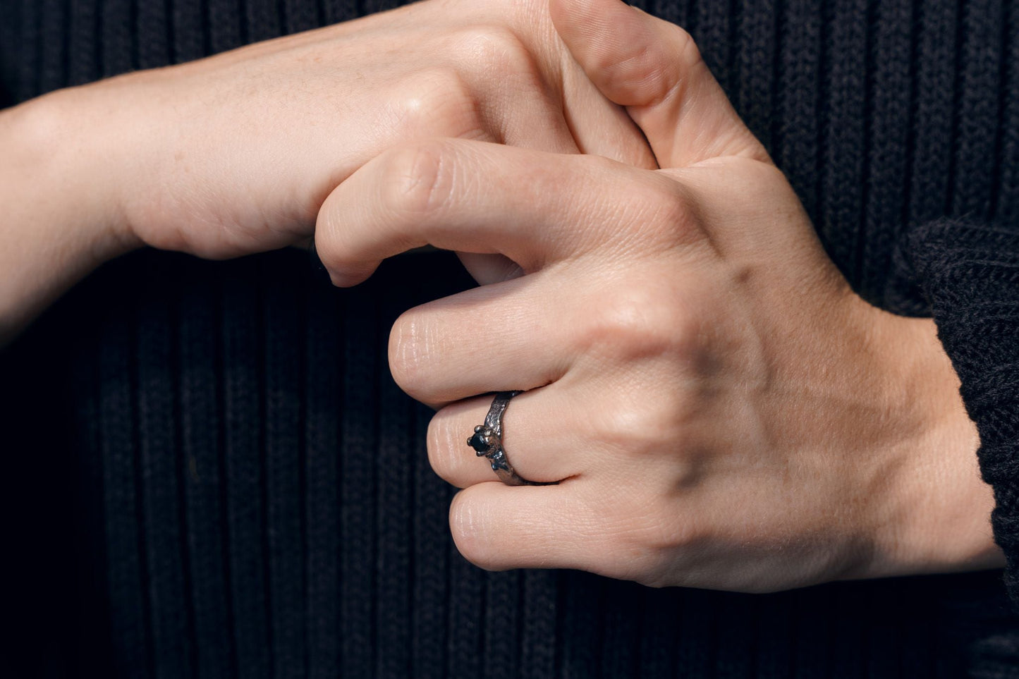 Ring «Dark asteroid» (gemstone 3,5 mm)