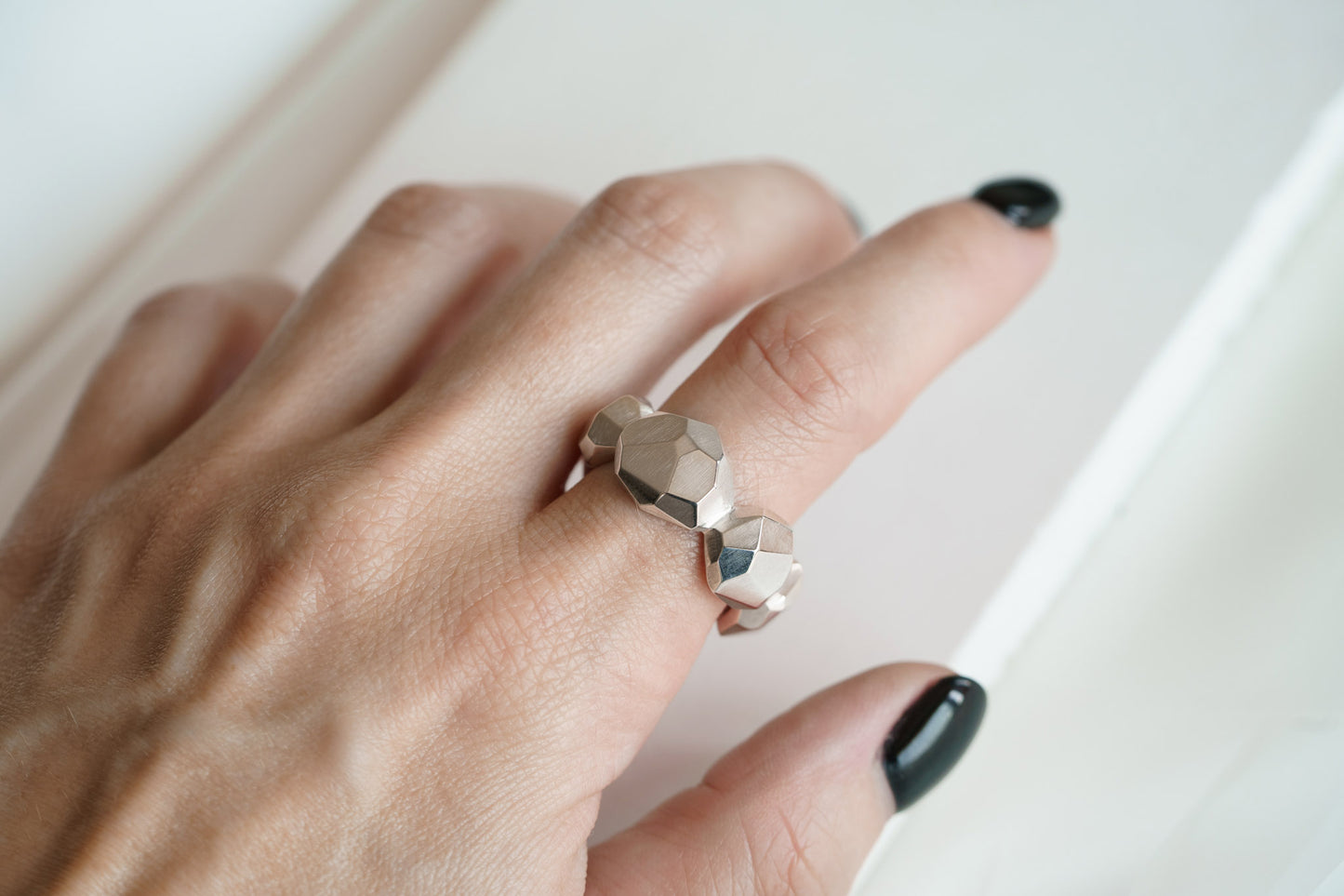 Ring "Faceted balls" massive