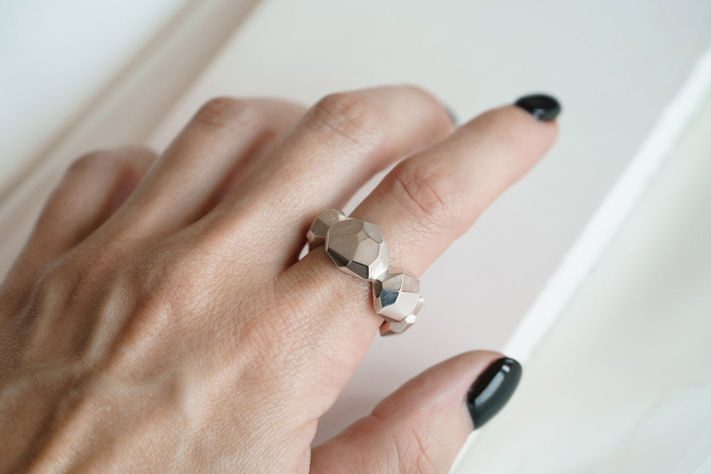 Ring "Faceted balls" massive