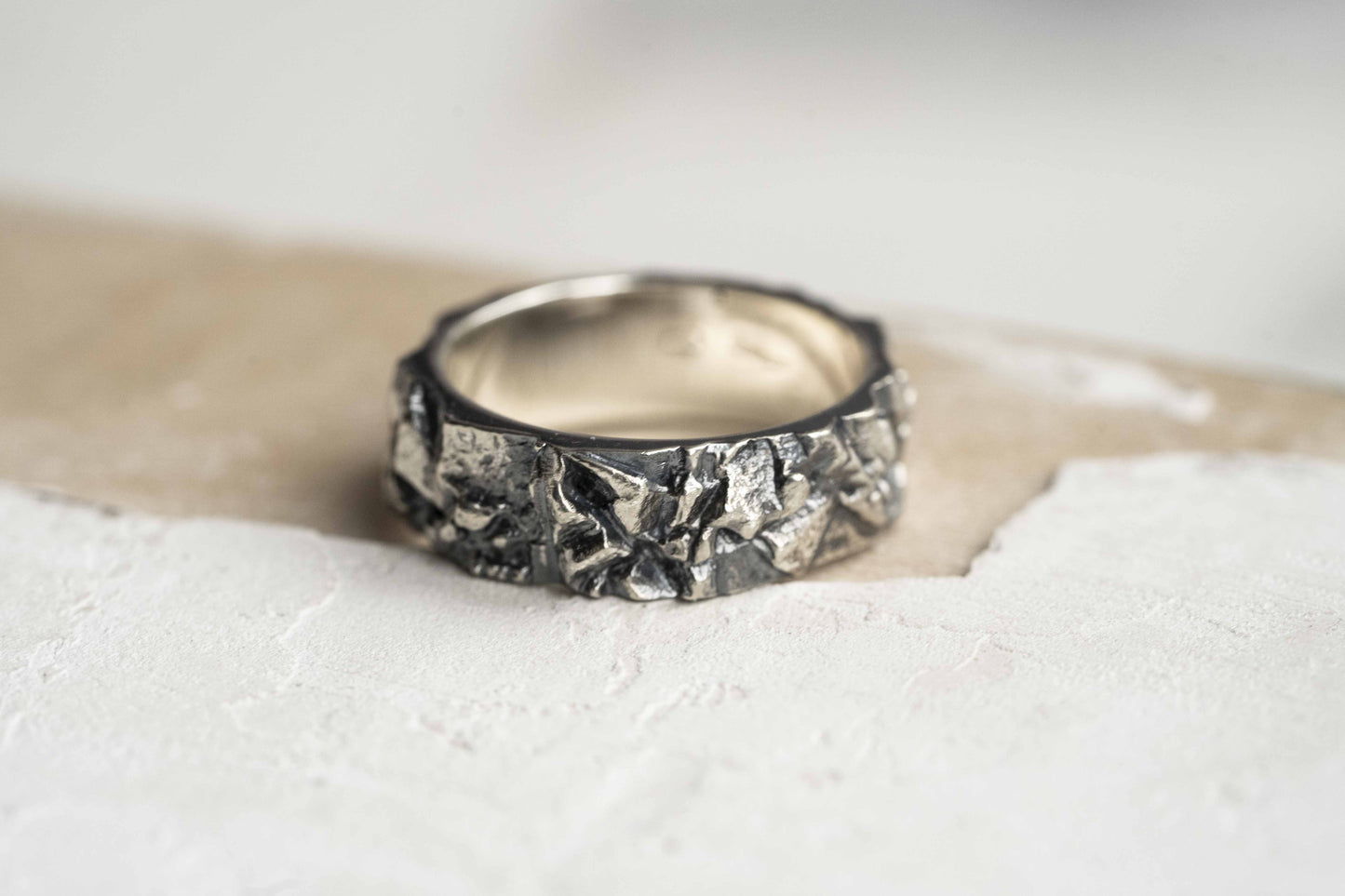 Ring "Granite rock" blackened (7 mm)