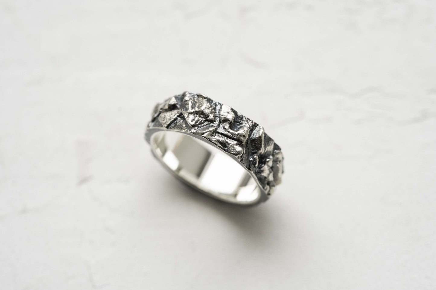 Ring "Granite rock" blackened (7 mm)