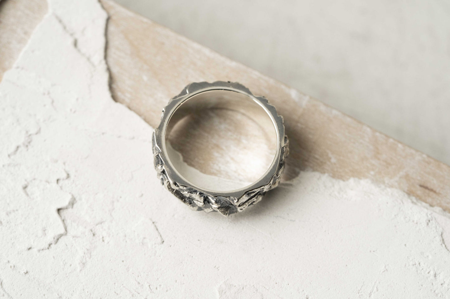 Ring "Granite rock" blackened (7 mm)