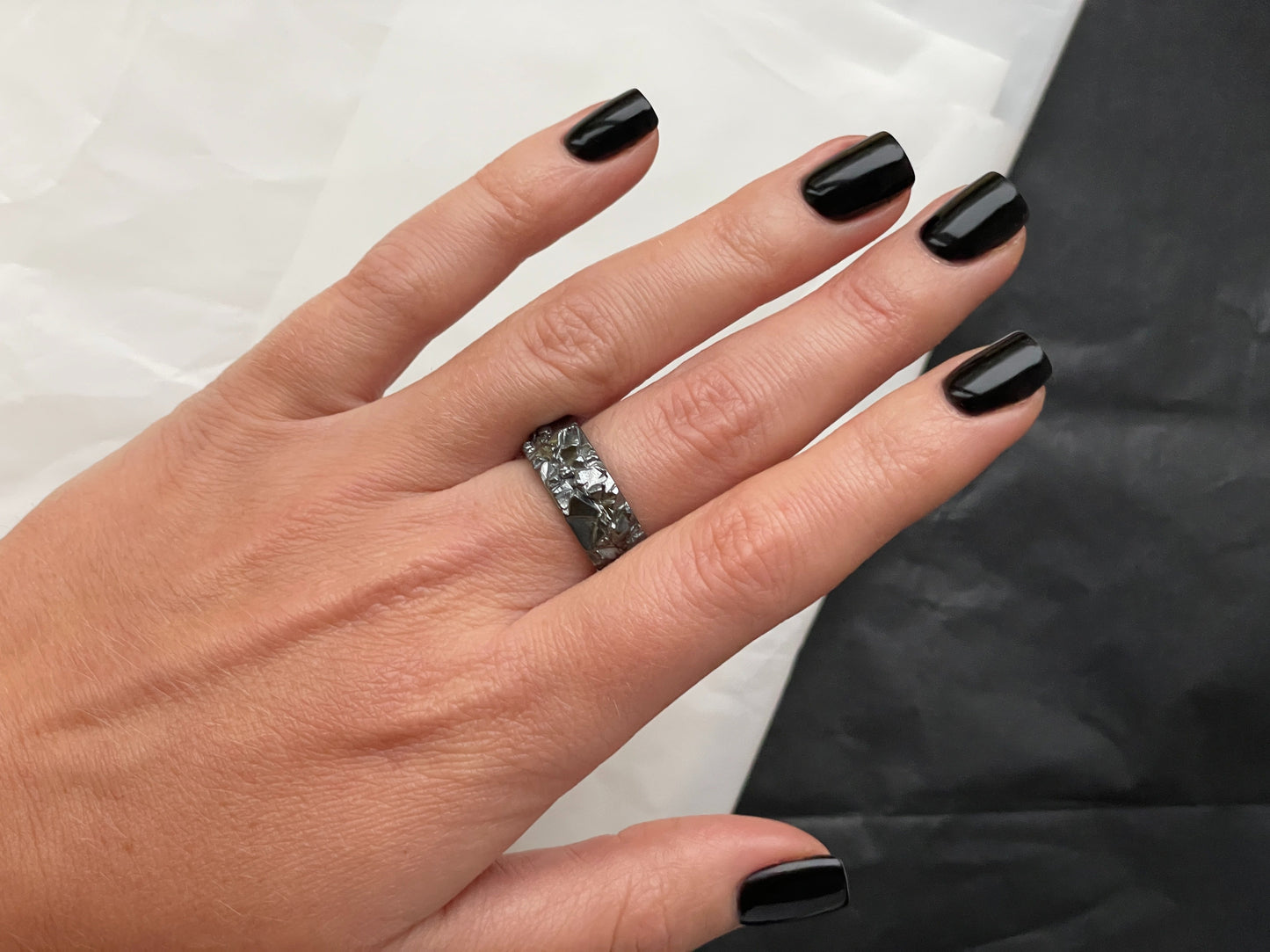 Ring "Granite rock" blackened (8 mm)
