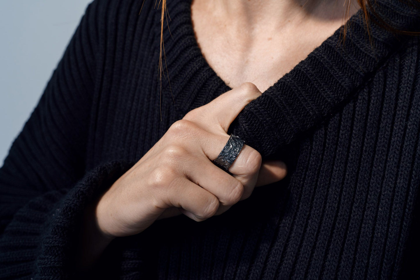 Ring "Oak bark" blackened (10 mm)