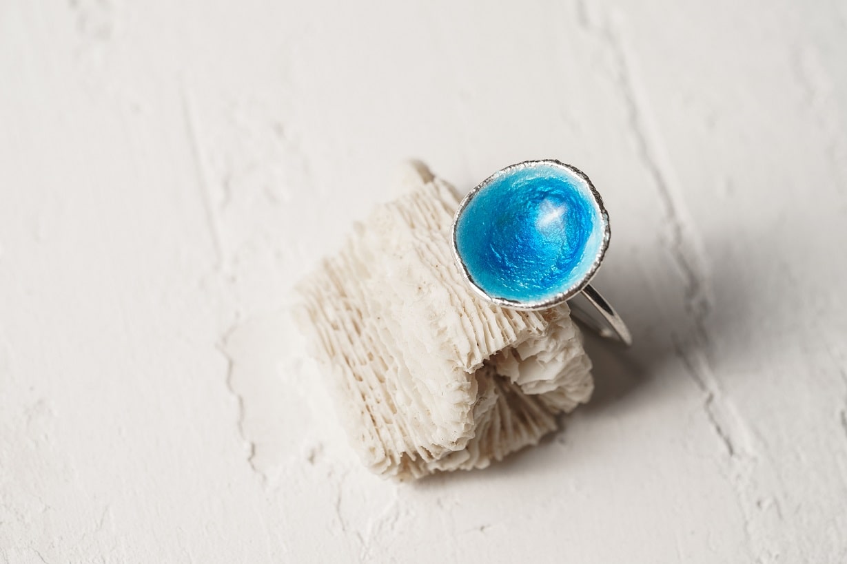 Ring "Sea" blue (16 mm)