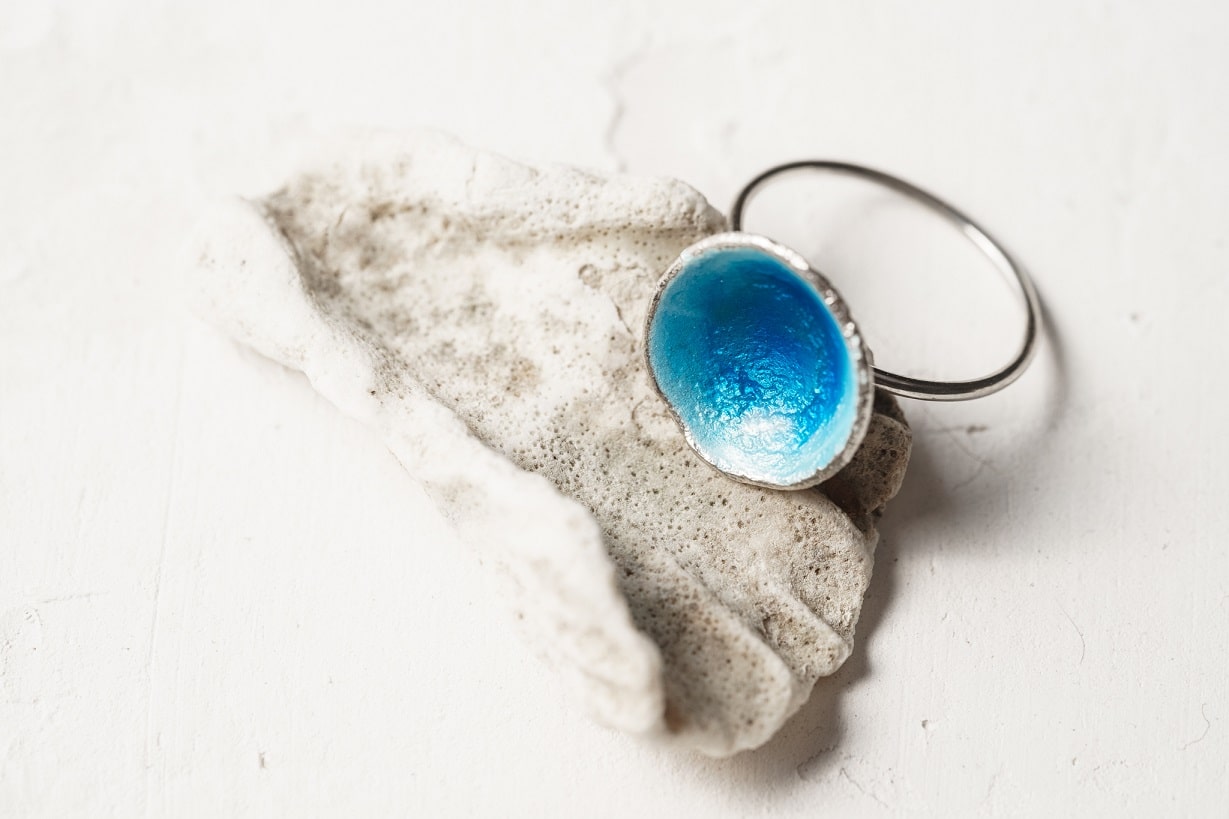 Ring "Sea" blue (16 mm)