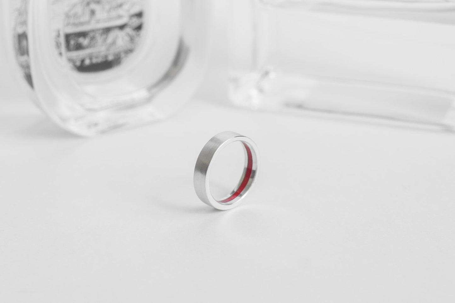 Ring "Secret red thread" (5 mm) with red enamel