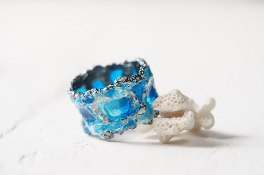 Ring "Storm" blue (13 mm) blackened